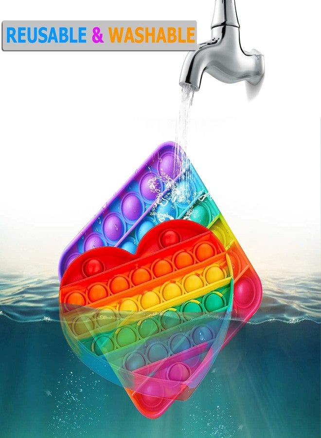 Sage Square Pop It Fidget Toys, Pop Its Fidgets Stocking Stuffers for Kids, Fidget Toy Pack Figit Sensory Toys Popit Popits Christmas Kids Ideas Teens Adults Gifts Girls Boys Toddler (Heart & Square) - Image 3